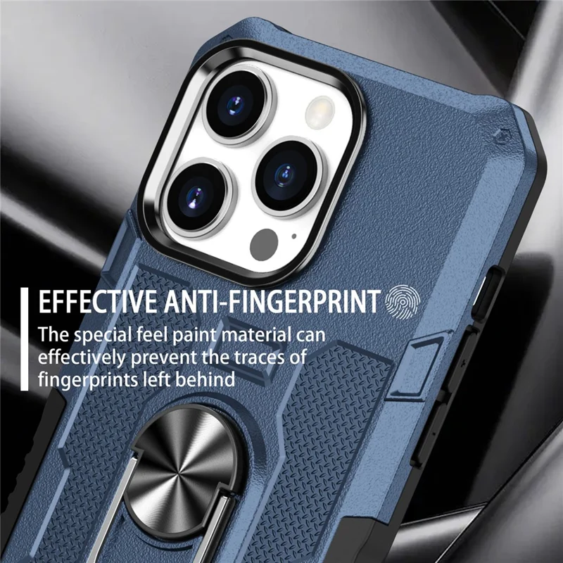 Pour Iphone 15 Pro Max Anti-scratch pc + Tpu Téléphone Couvercle de Protection Avec Une Ranniste - Bleu