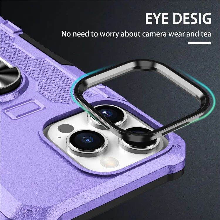 Para Iphone 15 Pro Max Anti-srratch PC+TPU Caixa de Telefone Tampa de Proteção Com Anel Kickstand - Roxo