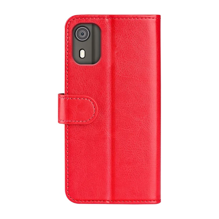 Pour Nokia C02 Crazy Horse Texture Phone Case PU Leather Wallet Stand Full Protection Cover - Red