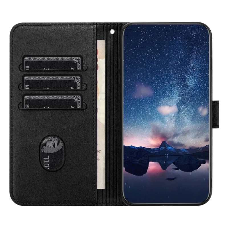 For Google Pixel 8 Geometric Imprint Microfiber Leather Cover Anti-fall Stand Wallet Phone Case - Black