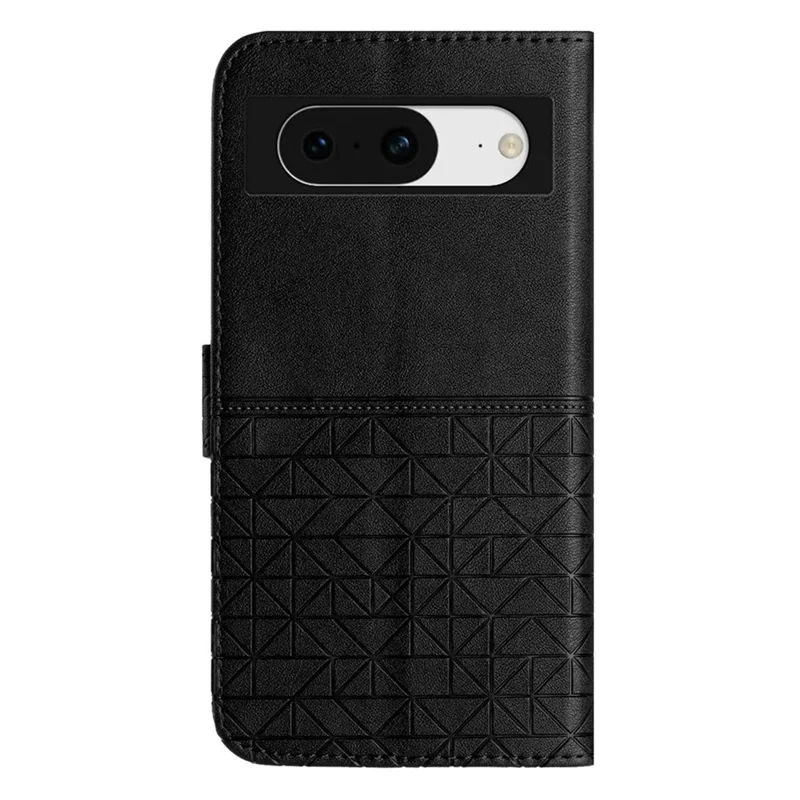 For Google Pixel 8 Geometric Imprint Microfiber Leather Cover Anti-fall Stand Wallet Phone Case - Black