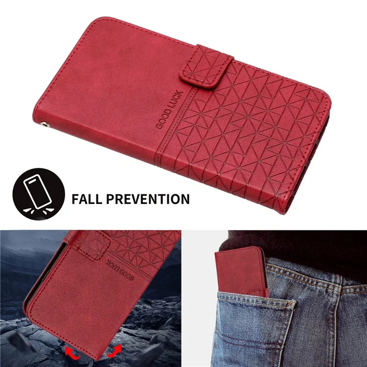 Per Oppo A93 5G Custodia Telefonica Geometrica Imprint Portafoglio in Pelle Microfiber con Supporto - Rosso