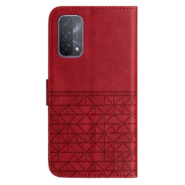 Per Oppo A93 5G Custodia Telefonica Geometrica Imprint Portafoglio in Pelle Microfiber con Supporto - Rosso