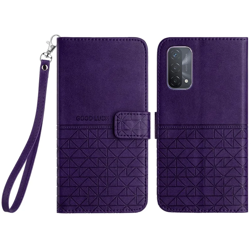 Pour Oppo A93 5G Étui de téléphone Geometric Imprint Portefeuille en cuir microfibre avec support - Violet
