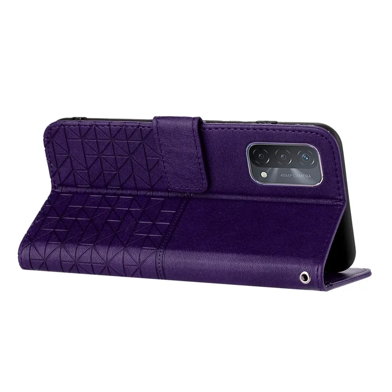 Pour Oppo A93 5G Étui de téléphone Geometric Imprint Portefeuille en cuir microfibre avec support - Violet