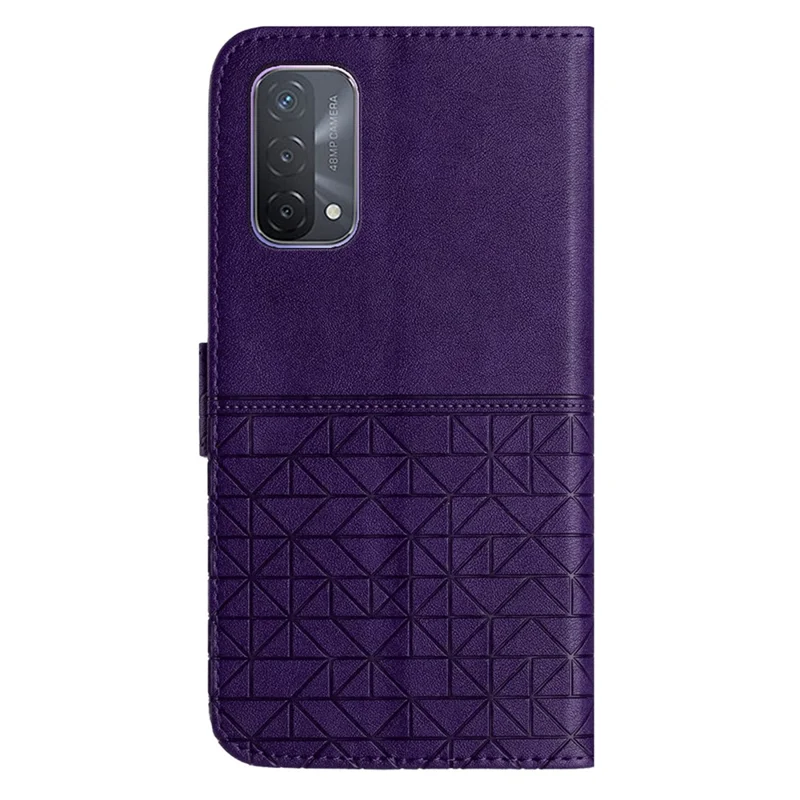 Pour Oppo A93 5G Étui de téléphone Geometric Imprint Portefeuille en cuir microfibre avec support - Violet