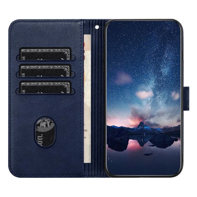 For Oppo A93 5G Geometric Imprint Phone Cover Microfiber Leather Wallet Stand Case - Blue