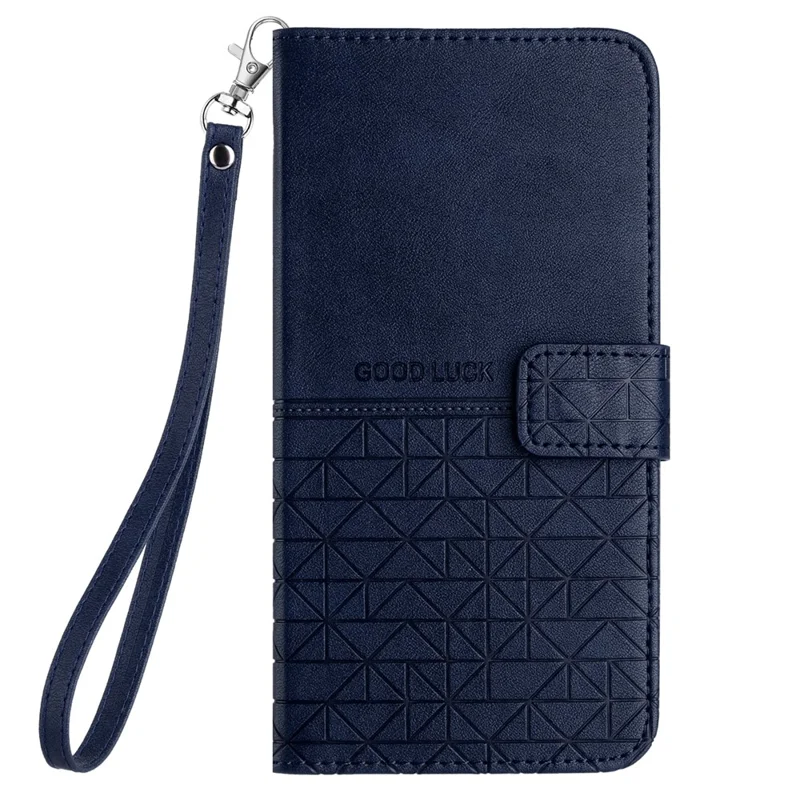 For Oppo A93 5G Geometric Imprint Phone Cover Microfiber Leather Wallet Stand Case - Blue