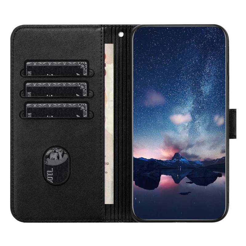 Pour Oppo A57 4G Microfibre Cuir Portefeuille Coque Géométrique Imprimé Anti-choc Support de Téléphone Cas - Noir