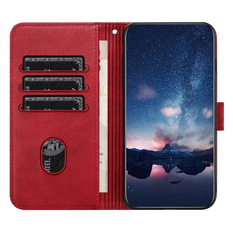 Для Xiaomi 13 Lite / Civi 2 5G Геометрический рельефный ударопрочный чехол-кошелек из микрофибры - Красный
