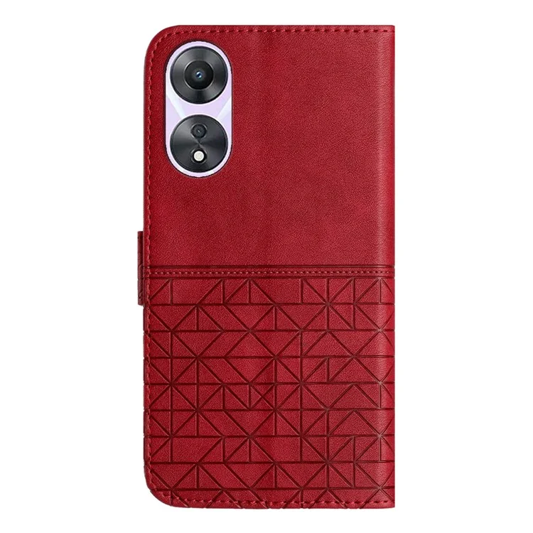 Para Oppo A58 5G / A78 5G Capa carteira de couro microfiber com suporte Geometric Imprint Smartphone - Vermelho