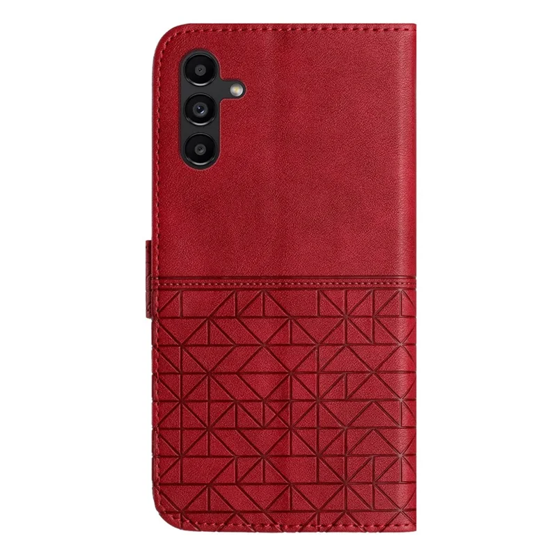 For Samsung Galaxy A54 5G Microfiber Leather Stand Phone Case Geometric Imprinted Wallet Cover - Red