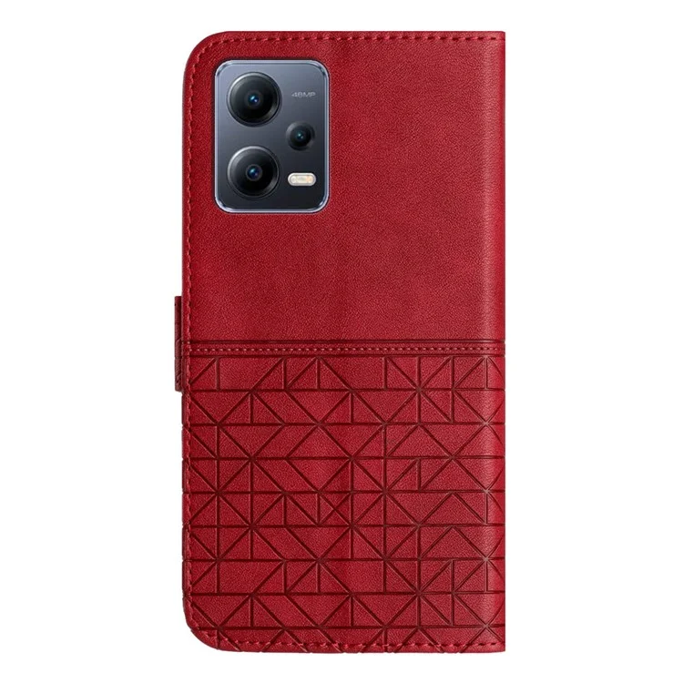 Microfiber Leather Case for Xiaomi Redmi Note 12 Pro 5G / 12 Pro Speed 5G / Poco X5 Pro 5G Imprinted Stand Wallet Phone Cover - Red