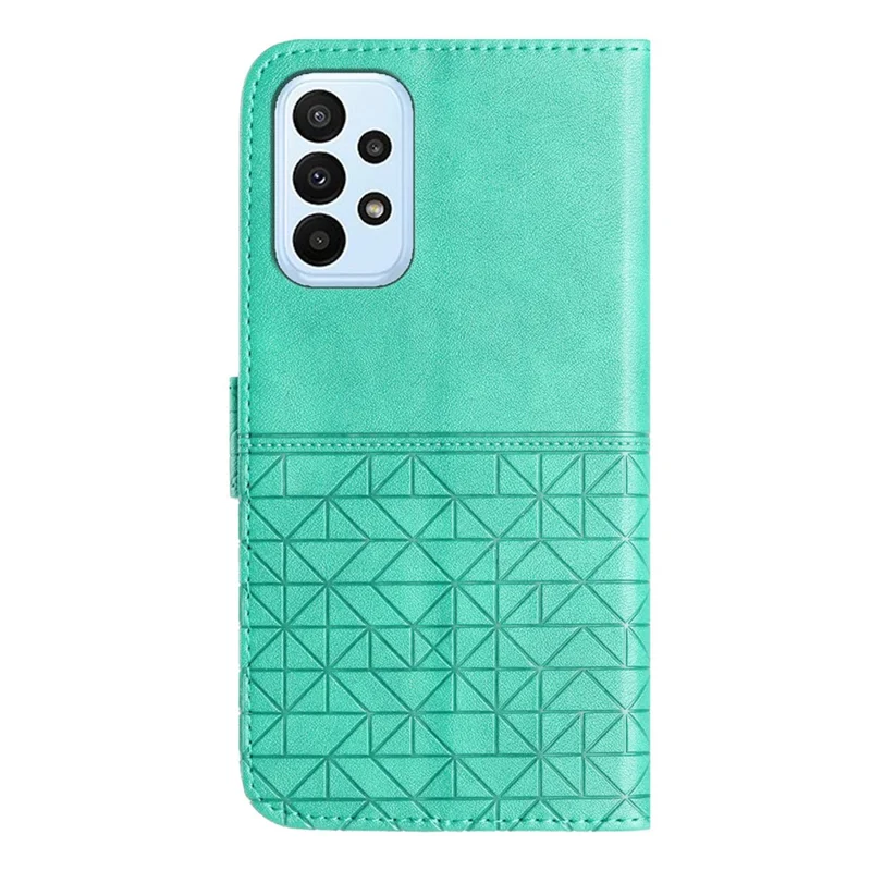 For Samsung Galaxy A23 5G (Global Version) / A23 4G Phone Wallet Case Geometric Imprinted Microfiber Leather Stand Cover - Green