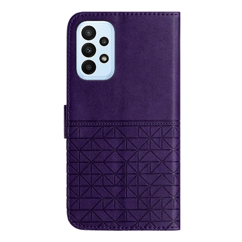 For Samsung Galaxy A33 5G Microfiber Leather Phone Case Geometric Imprinted Cover with Stand Wallet - Purple
