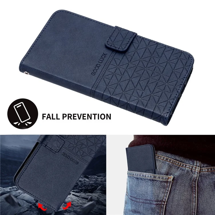 Phone Case for Samsung Galaxy S23 FE , Wallet Stand Geometric Imprinted Microfiber Leather Cover - Red