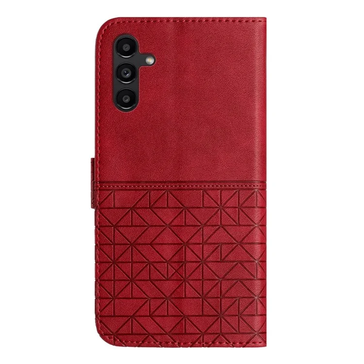 Phone Case for Samsung Galaxy S23 FE , Wallet Stand Geometric Imprinted Microfiber Leather Cover - Red