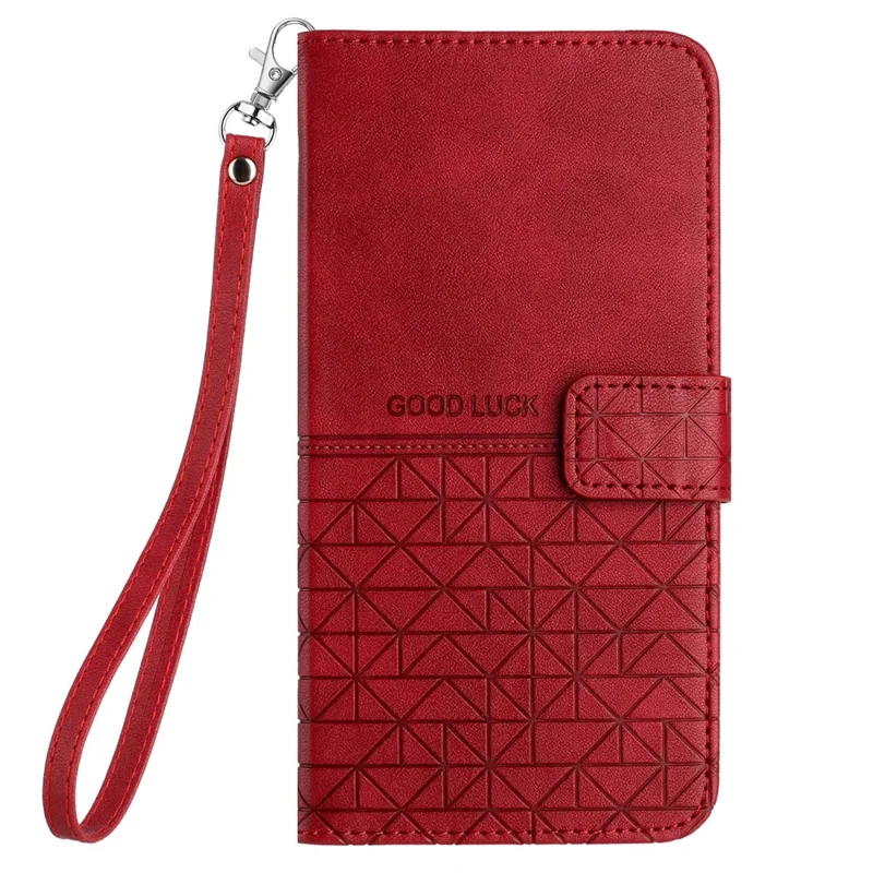For iPhone 6 / 6s / 7 / 8 / SE (2020) / SE (2022) Stand Wallet Case Microfiber Leather Imprinted Phone Cover - Red
