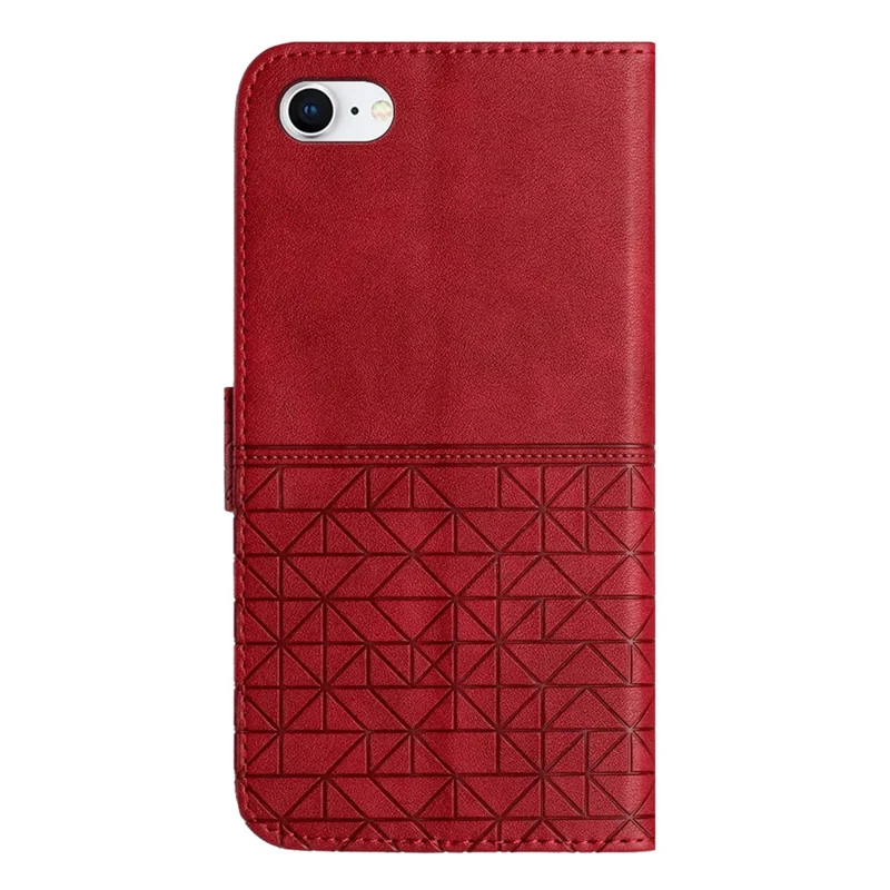 For iPhone 6 / 6s / 7 / 8 / SE (2020) / SE (2022) Stand Wallet Case Microfiber Leather Imprinted Phone Cover - Red