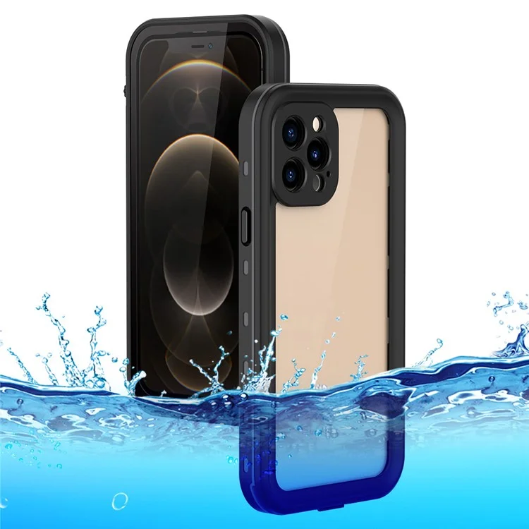 REDPEPPER Dot+ Series IP68 Waterproof Case for iPhone 12 Pro Max , PC+TPU Full Body Shockproof Clear Phone Cover - Black