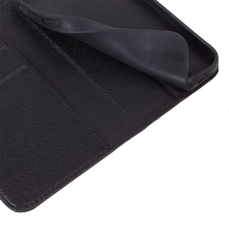 For Motorola Moto G84 5G Cross Texture Phone Cover Shockproof Leather Wallet Stand Case - Black