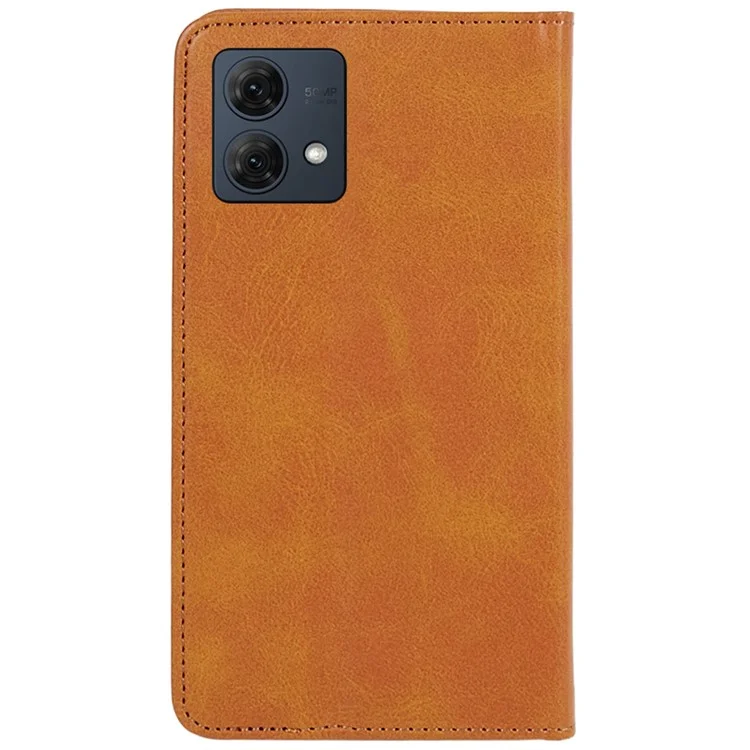 For Motorola Moto G84 5G PU Leather Cell Phone Case Calf Texture Stand Wallet Cover - Khaki