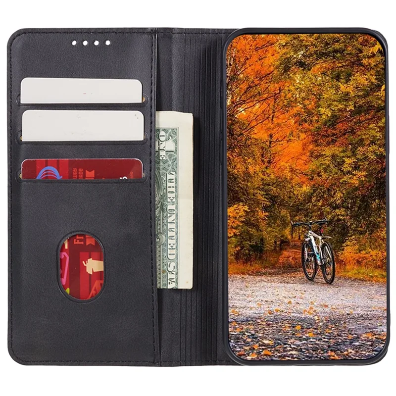 For Honor X6a 4G PU Leather Calf Texture Stand Wallet Cover Magnetic Closing Phone Case - Black