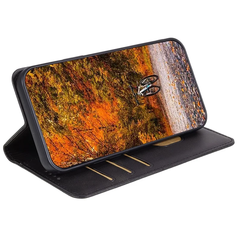 For Honor X6a 4G PU Leather Calf Texture Stand Wallet Cover Magnetic Closing Phone Case - Black