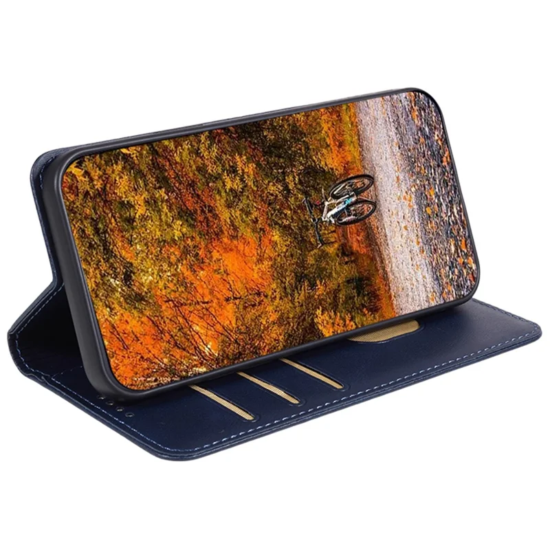 For Honor X6a 4G PU Leather Calf Texture Stand Wallet Cover Magnetic Closing Phone Case - Blue