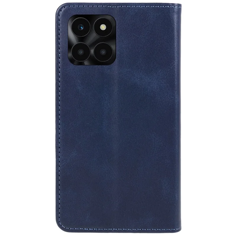 For Honor X6a 4G PU Leather Calf Texture Stand Wallet Cover Magnetic Closing Phone Case - Blue
