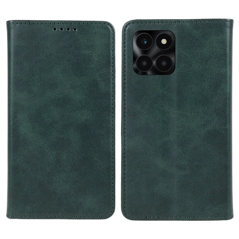 For Honor X6a 4G PU Leather Calf Texture Stand Wallet Cover Magnetic Closing Phone Case - Green