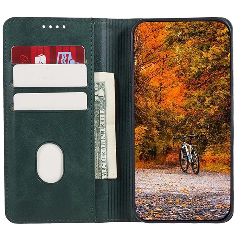 For Honor X6a 4G PU Leather Calf Texture Stand Wallet Cover Magnetic Closing Phone Case - Green