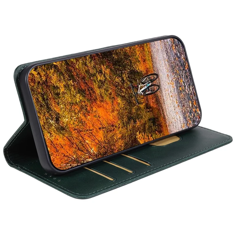 For Honor X6a 4G PU Leather Calf Texture Stand Wallet Cover Magnetic Closing Phone Case - Green