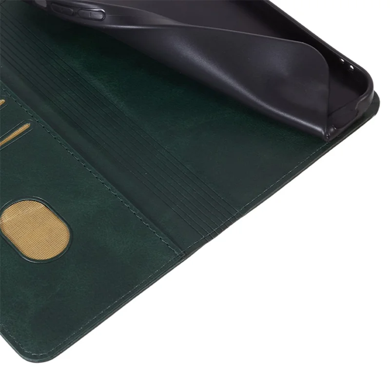 For Honor X6a 4G PU Leather Calf Texture Stand Wallet Cover Magnetic Closing Phone Case - Green