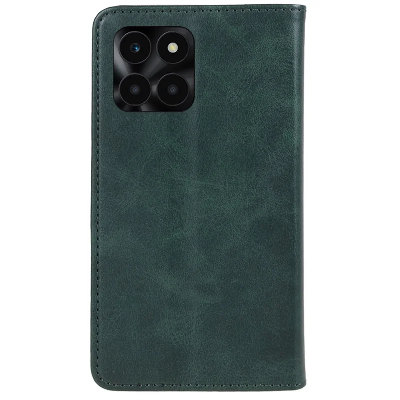 For Honor X6a 4G PU Leather Calf Texture Stand Wallet Cover Magnetic Closing Phone Case - Green