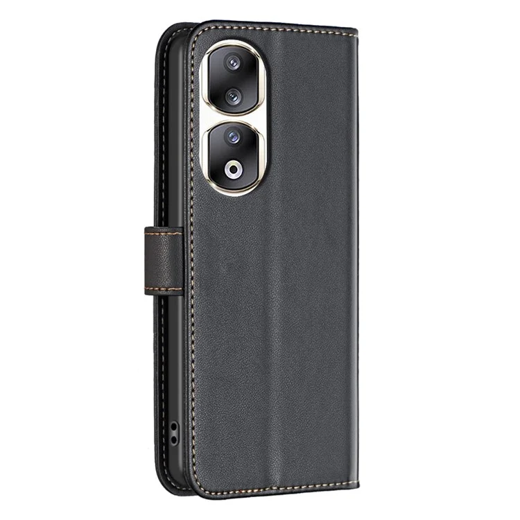 BINFEN COLOR BF17 For Honor 90 Pro Capa de Carteira de Couro PU com Proteção Completa - Preto