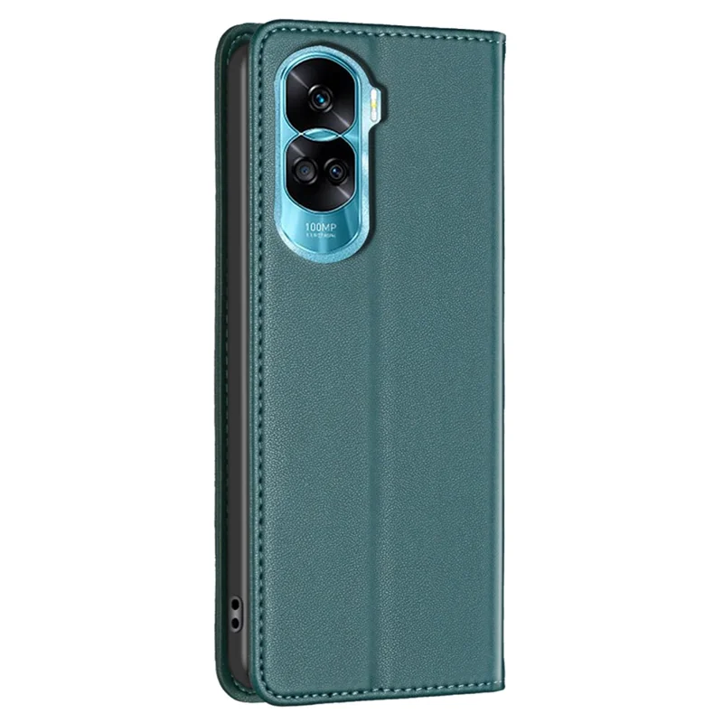 BINFEN COLOR BF18 Für Honor X50i 5G / 90 Lite 5G Leder Handyhülle mit Kartenfach Ständer Stoßfest - Grün