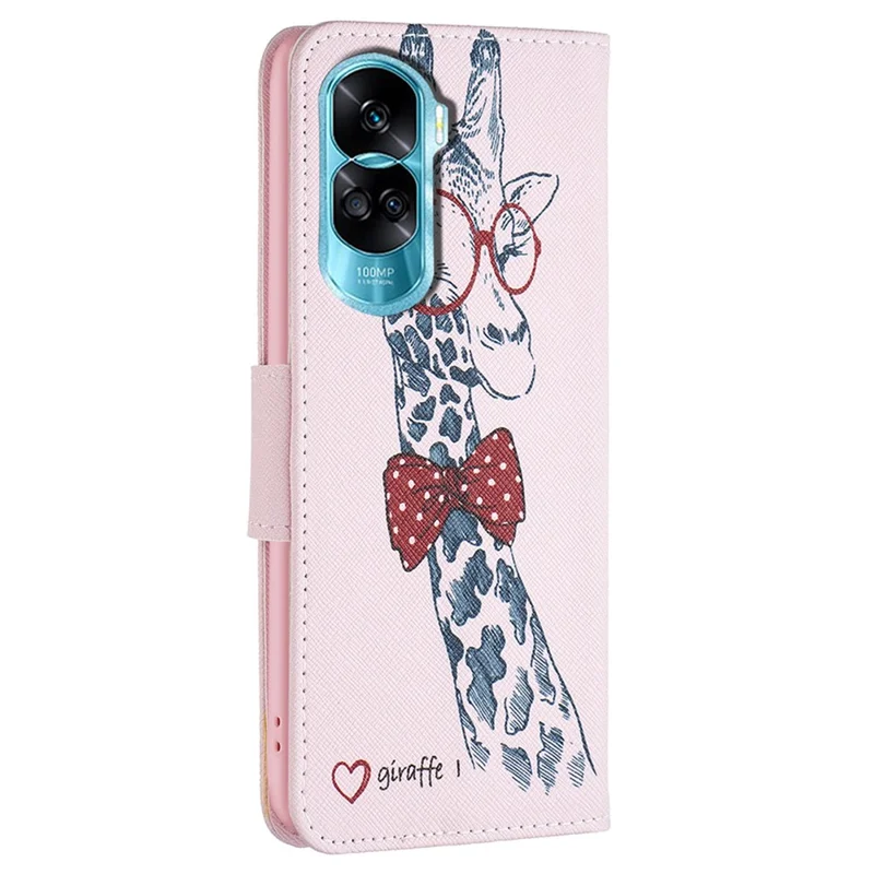 PU Leather Wallet Case for Honor 90 Lite 5G / X50i 5G , Pattern Printing Stand Flip Phone Cover - Giraffe