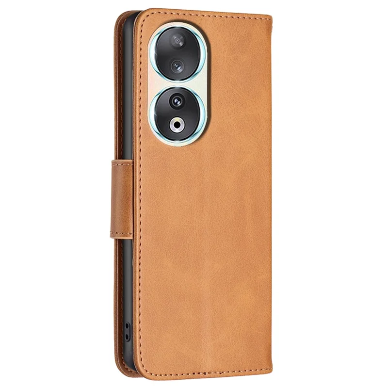 For Honor 90 Shockproof Wallet Case Textured PU Leather Stand Folio Flip Phone Cover - Yellow