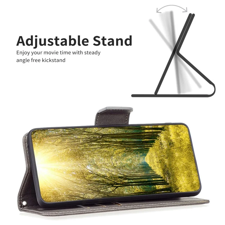 Pour Honor 90 Coque de téléphone portefeuille anti-choc Cuir PU texturé Support de style folio Flip - Gris