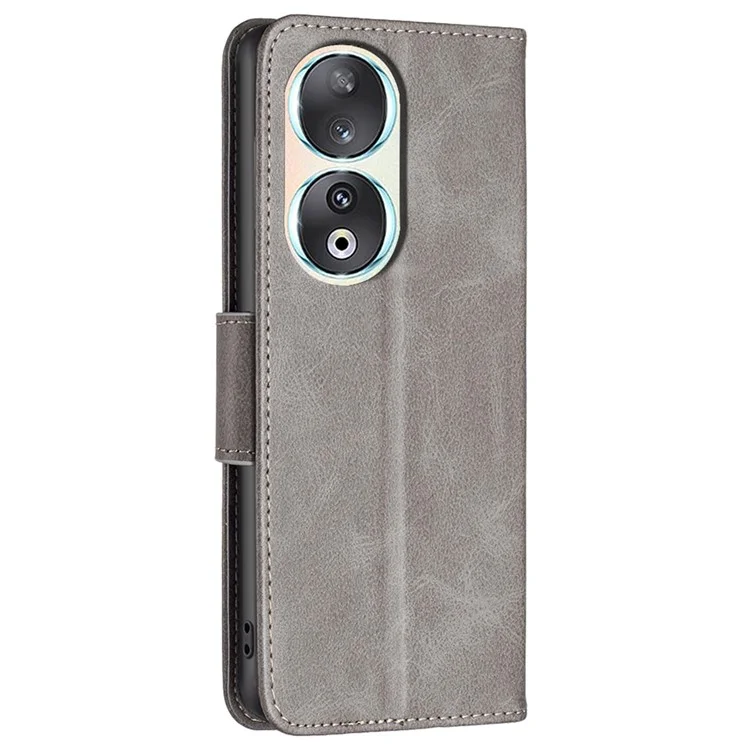 Pour Honor 90 Coque de téléphone portefeuille anti-choc Cuir PU texturé Support de style folio Flip - Gris