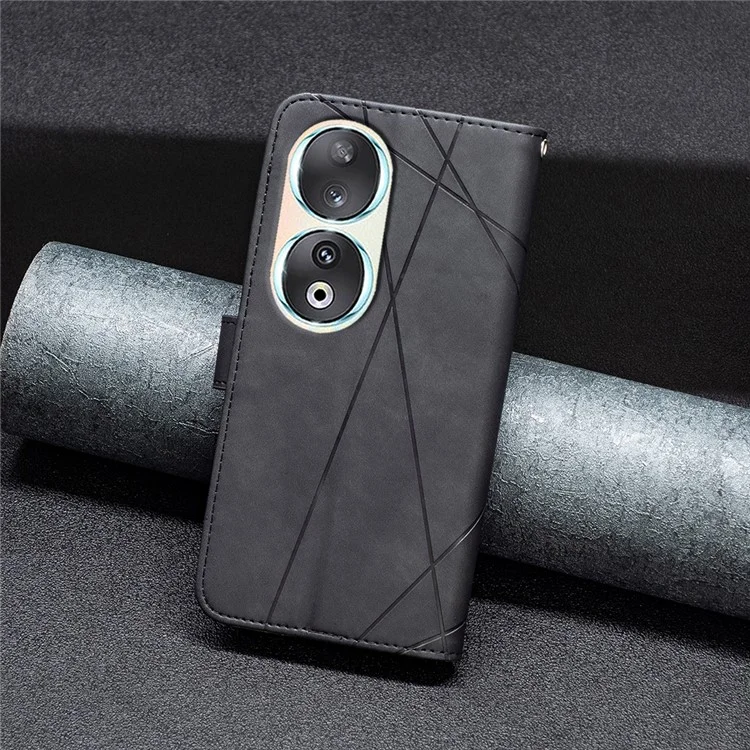 BINFEN COLOR BF05 Per Honor 90 Anti-graffio Custodia per telefono in pelle stampata Stand Cover Portafoglio - Nero 