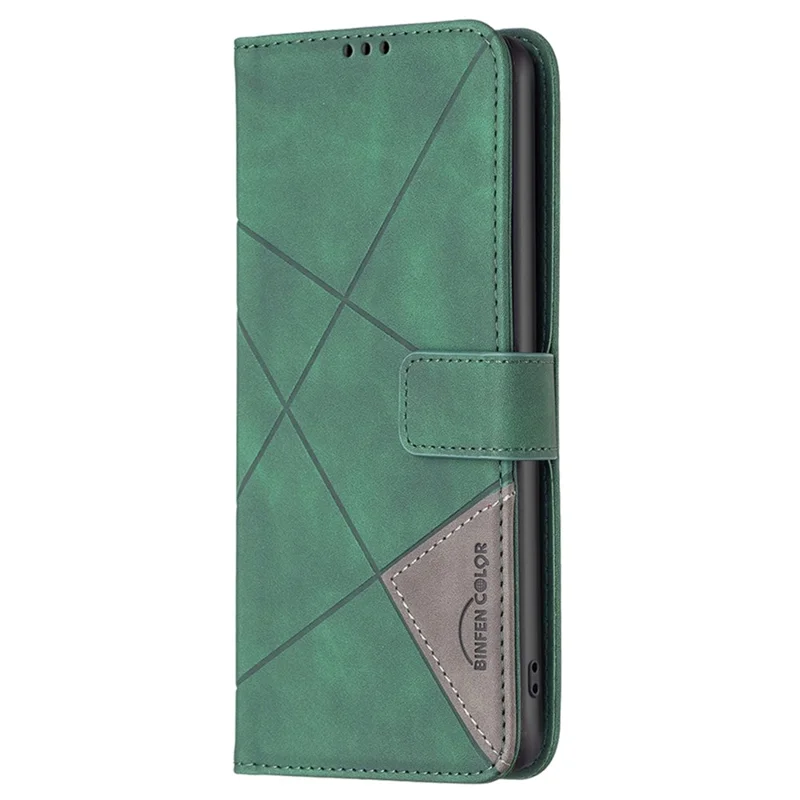 BINFEN COLOR For Honor 90 Phone Cases Wallet Stand Geometry Imprint Leather Cover - Green