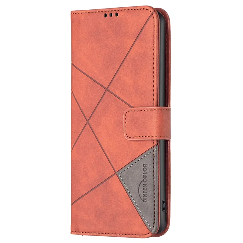 BINFEN COLOR For Honor 90 Phone Cases Wallet Stand Geometry Imprint Leather Cover - Brown
