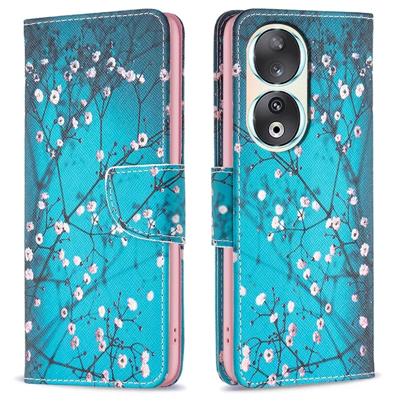 Per Honor 90 PU Leather Pattern Printing Phone Case Stand Wallet Protective Cover - Prugna