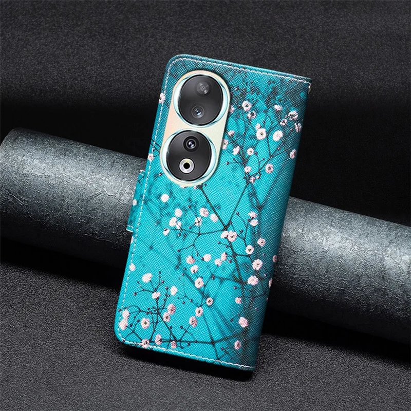 Per Honor 90 PU Leather Pattern Printing Phone Case Stand Wallet Protective Cover - Prugna
