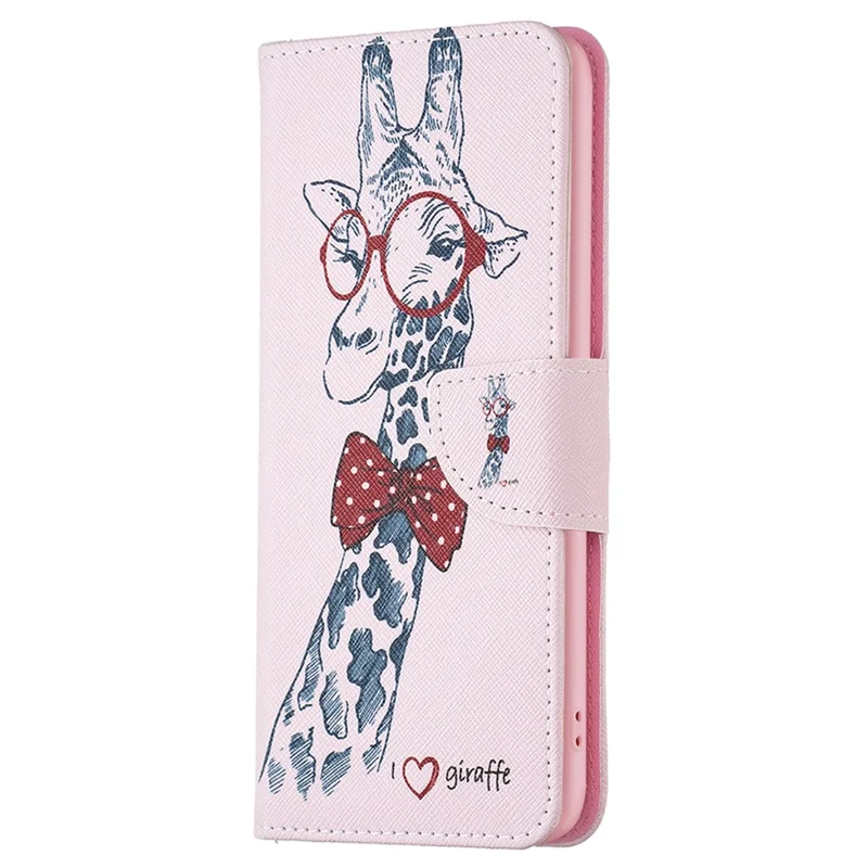 For Honor 90 PU Leather Pattern Printing Phone Case Stand Wallet Protective Cover - Giraffe