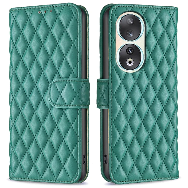 BINFEN COLOR BF Style-14 para Honor 90 Capa de Carteira de Couro Impresso Antiimpacto Stand Phone Cover - Verde