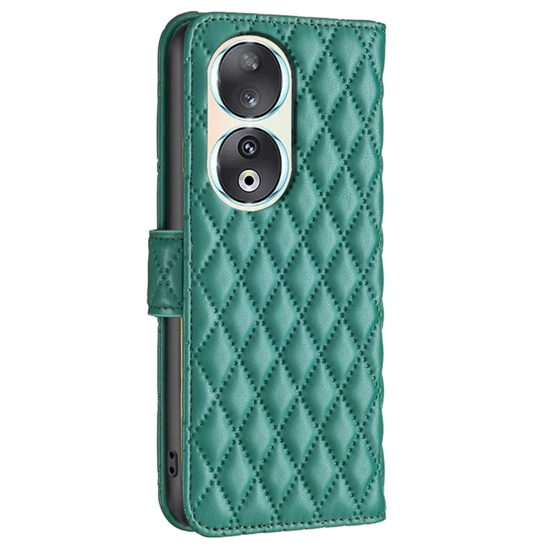BINFEN COLOR BF Style-14 para Honor 90 Capa de Carteira de Couro Impresso Antiimpacto Stand Phone Cover - Verde