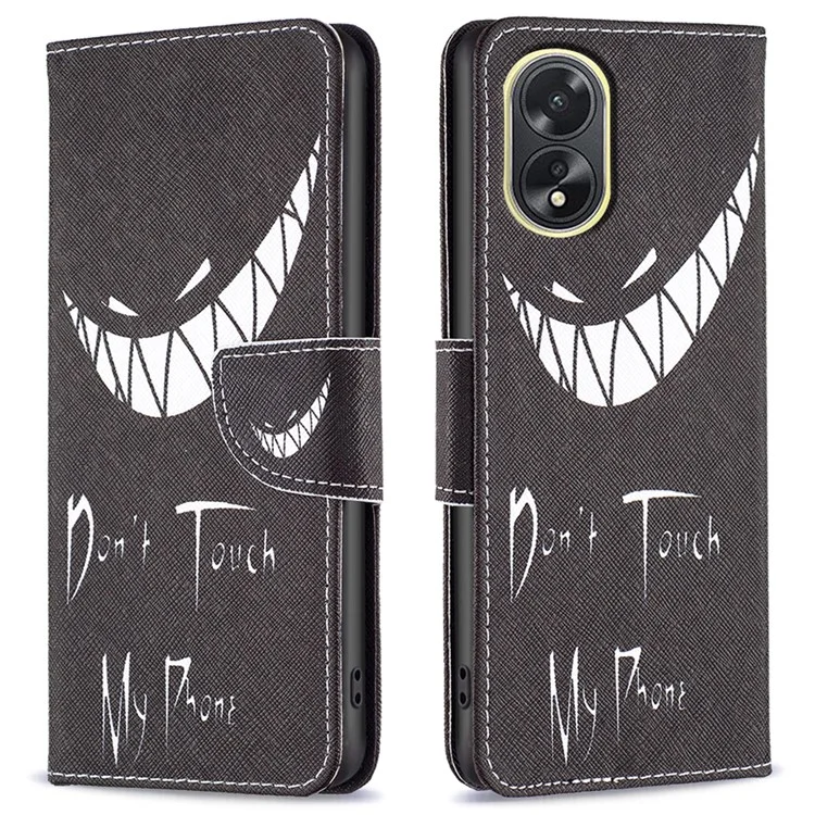 PU Leather Phone Cover for Oppo A38 4G , Pattern Printing Phone Case with Stand Wallet - Don't Touch My Phone